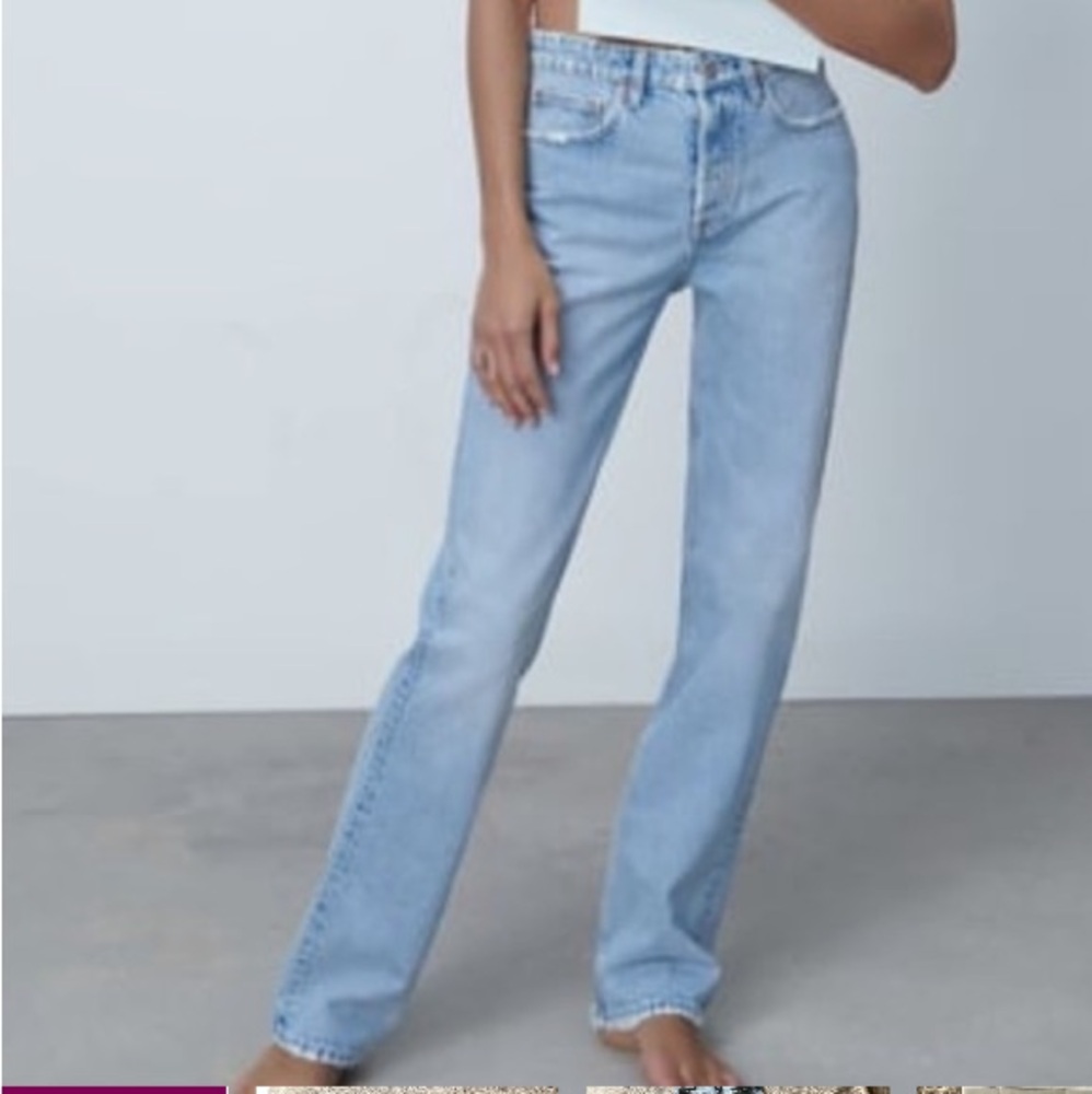 Zara STRAIGHT LEG MID-RISE JEANS NWT